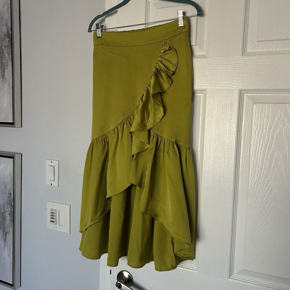 LULUMARI Anthropologie Lime Mermaid Maxi Skirt Size M - Picture 5 of 9